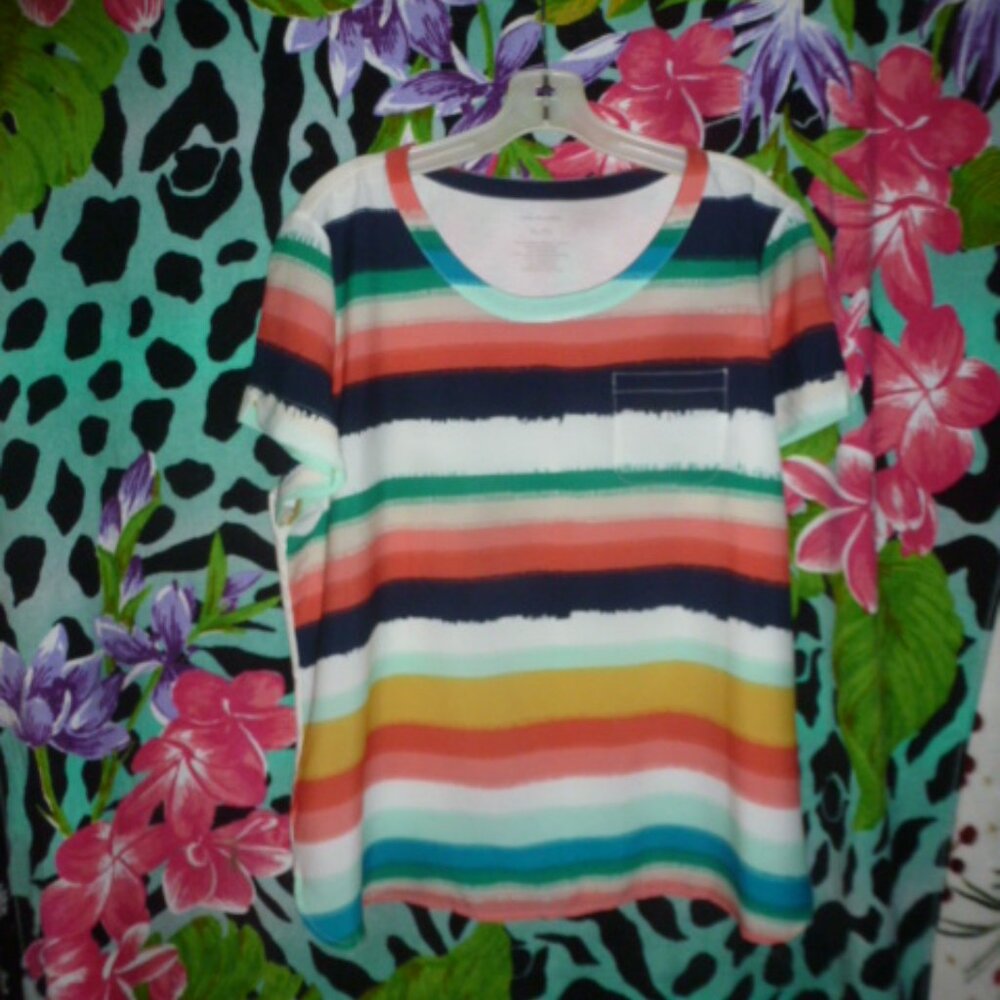 Van Heusen Colorful  Front Panel & Short Sleeve Women's top XL